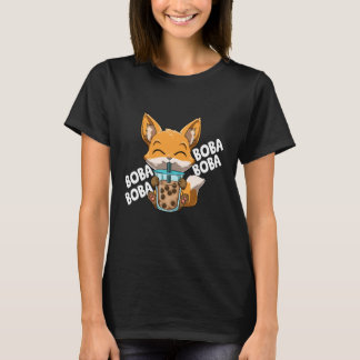 Boba Boba Boba Boba Manga Bubble Tea Fox Anime T-Shirt