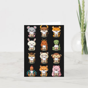Boba Bubble Milk Tea Chinese Zodiacs Animal Lunar  Card