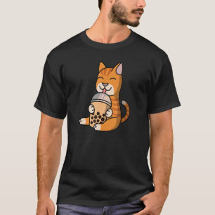 Boba Bubble Milk Tea Ginger Cat Pet T-Shirt