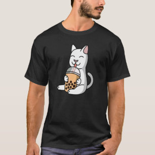 Boba Bubble Milk Tea White Cat Pet T-Shirt