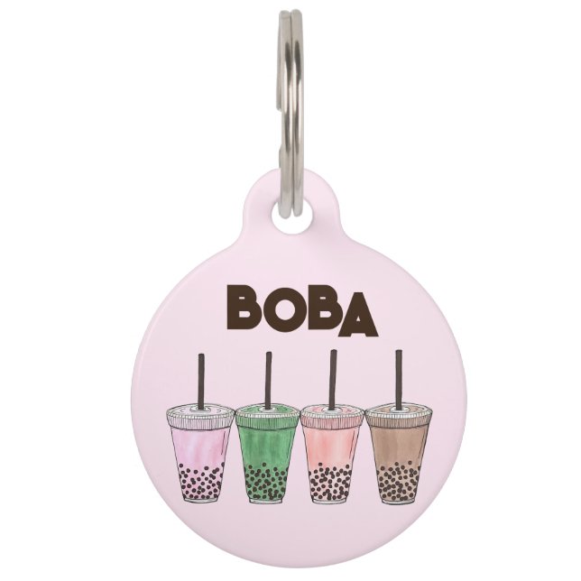 Boba Bubble Tapioca Pearl Milk Tea Drinks Foodie Pet Tag (Front)