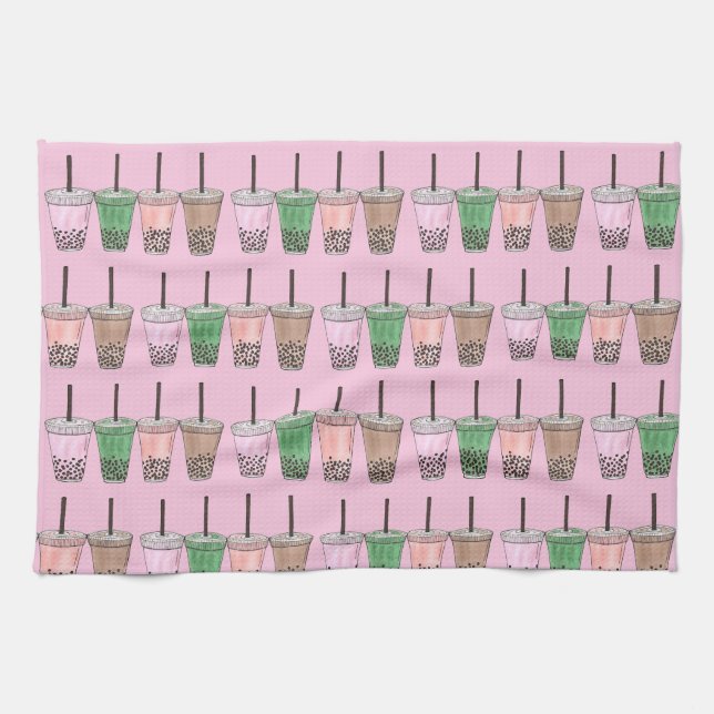Boba Bubble Tapioca Pearl Milk Tea Drinks  Tea Towel (Horizontal)