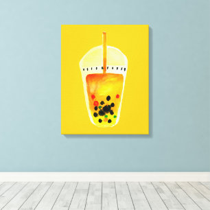 Boba Bubble tea art illustration Canvas Print
