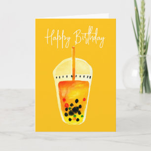 Boba Bubble tea art illustration Card