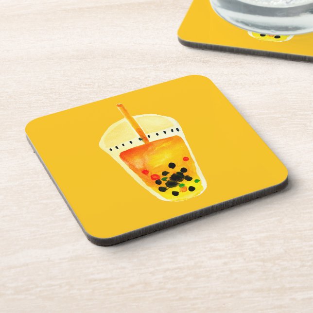 Boba Bubble tea art illustration Coaster (Left Side)