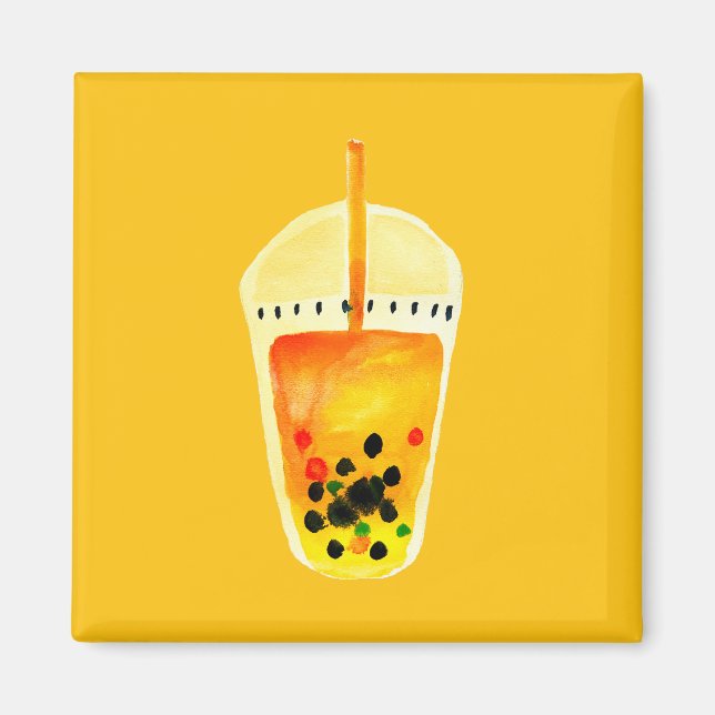 Boba Bubble tea art illustration Magnet (Front)