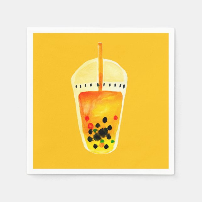 Boba Bubble tea art illustration Napkin (Front)