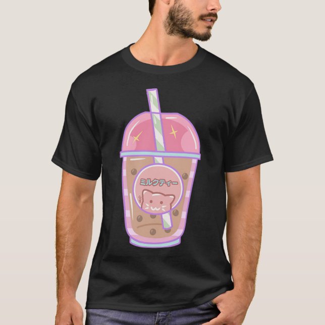 Boba bubble tea cat adventure animals  T-Shirt (Front)
