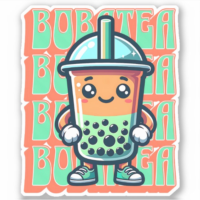Boba Bubble Tea Kawaii Cute Cartoon (Front)