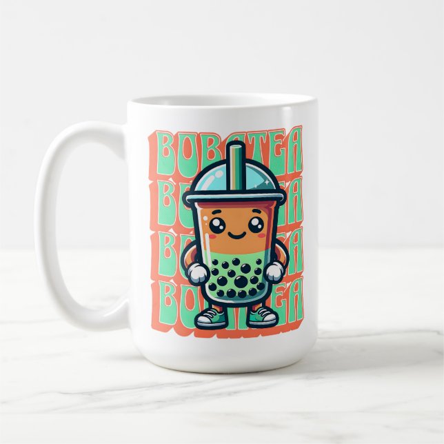 Boba Bubble Tea Kawaii Cute Cartoon Coffee Mug (Left)