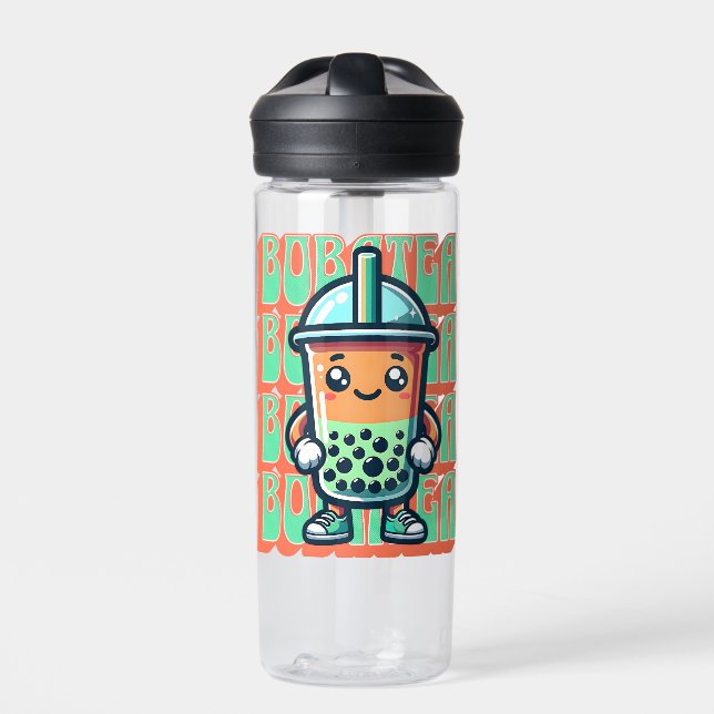 Boba Bubble Tea Kawaii Cute Cartoon Water Bottle (Front)