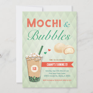 Boba Bubble Tea Mochi Sweet Kids Teen Girl Teenage Invitation