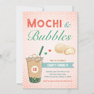 Boba Bubble Tea Mochi Sweet Kids Teen Girl Teenage Invitation