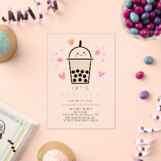Boba Bubble Tea Party Par-tea 1st Birthday Acrylic Invitations