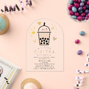 Boba Bubble Tea Party Par-tea 1st Birthday Acrylic Invitations