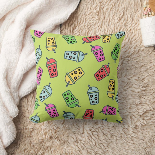 Boba Bubble Tea Pattern Cushion (Blanket)