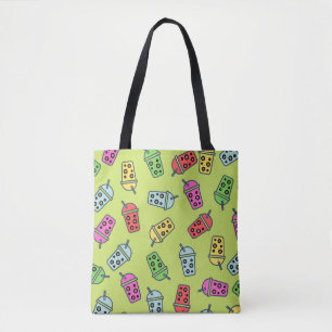 Boba Bubble Tea Pattern Tote Bag