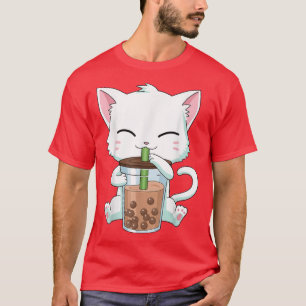Boba Cat Drinking Boba Kitten Kawaii Japanese Kitt T-Shirt