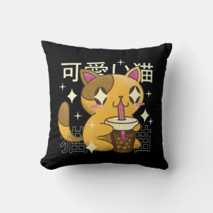 Boba Cat Kawaii Anime Japanese Food Girls Official Cushion