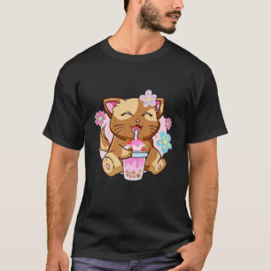 Boba Cat Tea Neko Girl Teen Bubble Kawaii Anime Ja T-Shirt