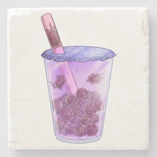 Boba Cats Stone Coaster (Front)