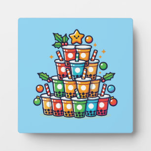 Boba Christmas Tree - Funny Bubble Tea Holiday Plaque