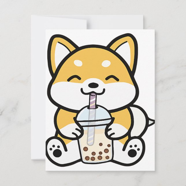 Boba Corgi, Corgi Boba, Boba Shiba, Shiba, Corgi, Invitation (Front)