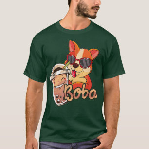 Boba Corgi Drinking Bubble Tea Anime Manga Kawaii T-Shirt