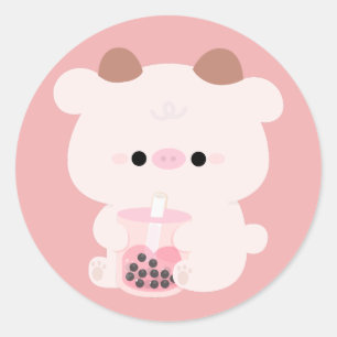 Boba Cow Classic Round Sticker