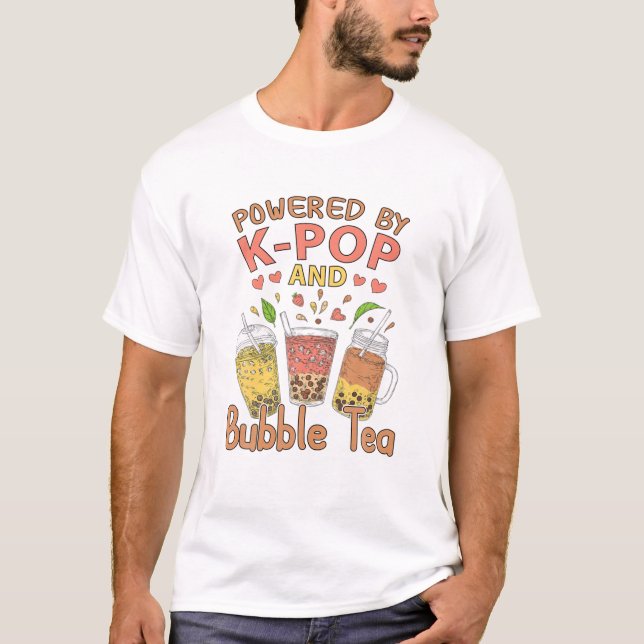 Boba Drinks Korean Milk Anime K-Pop Bubble Tea T-Shirt (Front)