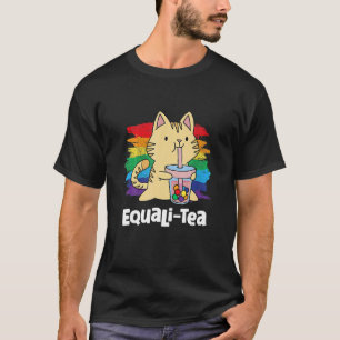 Boba Ea Cat Gay Pride Rainbow Flag Lgb Community L T-Shirt