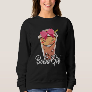 Boba Girl Cute Smiling Boba Tea Drinker Boba Drink Sweatshirt