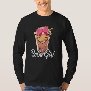 Boba Girl Cute Smiling Boba Tea Drinker Boba Drink T-Shirt