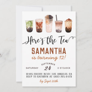 Boba Here's the Tea Birthday Invitation
