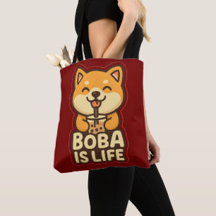 Boba Is Life – Shiba & Bubble Tea Tote Bag