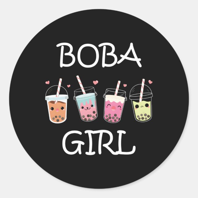Boba Kawaii Bubble Tea Ns Classic Round Sticker (Front)