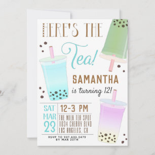 Boba Milk Tea Birthday Invitation