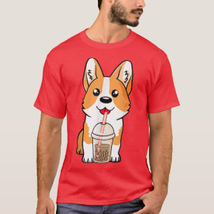 Boba Milk Tea Corgi Dog Funny Puppy Lover Kawaii J T-Shirt