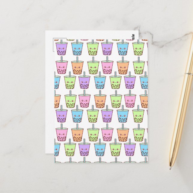  Boba Milk Tea Flavours Postcard (Front/Back In Situ)