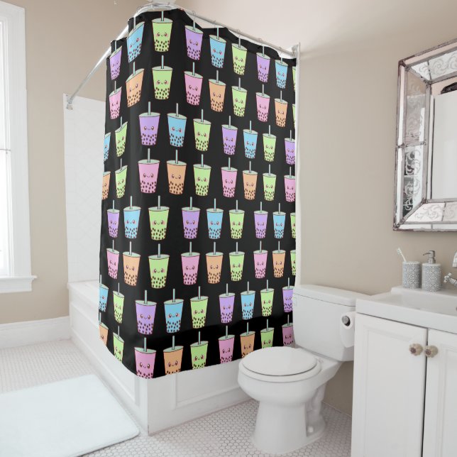  Boba Milk Tea Flavours Shower Curtain (In Situ)