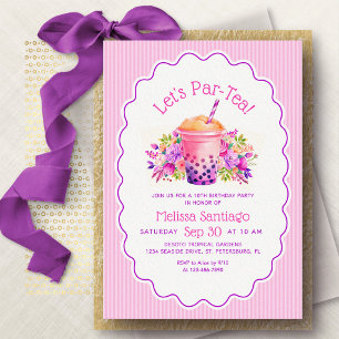 Boba Milk Tea Girls Birthday Invitation