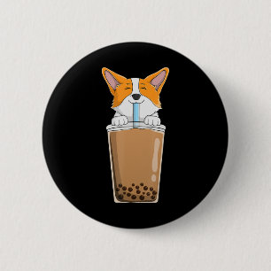 Boba Milk Tea Kawaii Corgi Puppy Japanese Anime St 6 Cm Round Badge