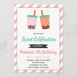 Boba milktea birthday invitation