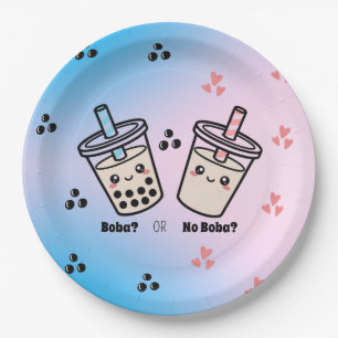 Boba or No Boba? Bubble Tea Boba Gender Reveal Paper Plate