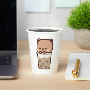 Boba Panda Bear Loves Boba milk tea Paper Cups