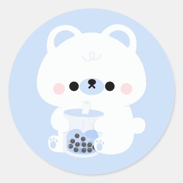 Boba Polar Bear Classic Round Sticker (Front)