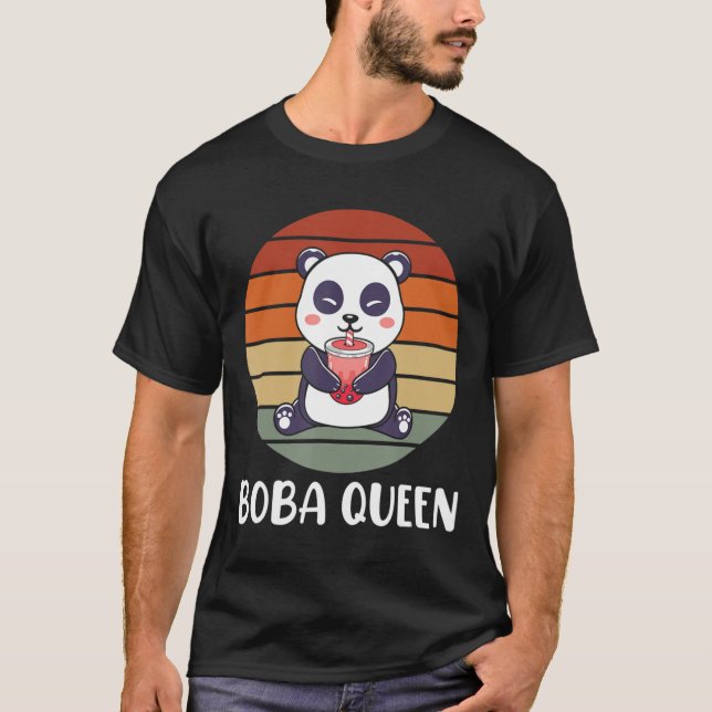 Boba Queen Bubble Tea Japanese Cute Panda Anime Ka T-Shirt (Front)
