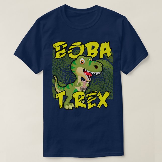 Boba T-Rex Funny Bubble Tea Dinosaur 265 T-Shirt (Design Front)