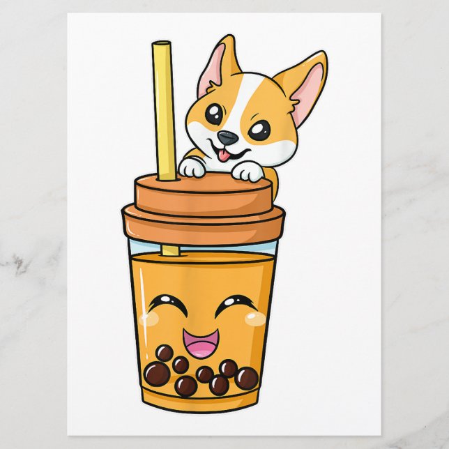 Boba Tapioca Pearls Bubble Milk Tea Drink Corgi Do Menu (Front)