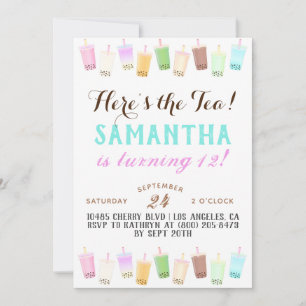 Boba Tea Birthday Invitation